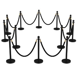 Stanchions and Velvet Ropes, 5 FT Crowd Control Barriers with Sand-Fillable Weighted Base, Stainless Steel Rope Barriers for Red Carpet - 1 of 4
