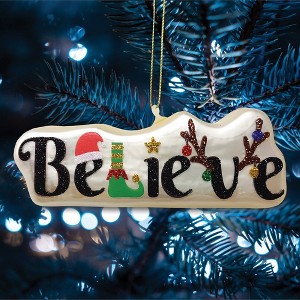 Enchanting Believe Glittering Glass Festive Christmas Ornament| OrnamentallyYou - 1 of 4