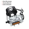 Unique Bargains Bicycle Pedals 1/2'' Spindle Platform with Toe Clips Fixed Foot Strap Cycling Parts Black Silver Tone 1 Pair - 2 of 4