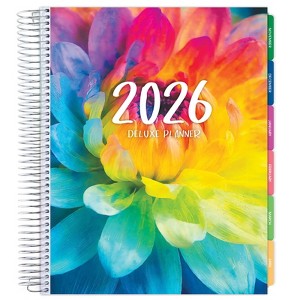 DELUXE 2026 Planner, 8.5"x11": 14 Months (Nov 2025-Dec 2026), Includes Page Tabs, Bookmark, Planning Stickers, Pocket Folder (Rainbow Petals) - 1 of 4