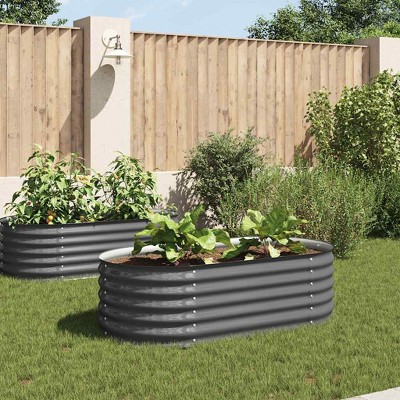 vidaXL Garden Raised Bed Grey Galvanized Steel 157.5 x 31.5 x 31.9 in