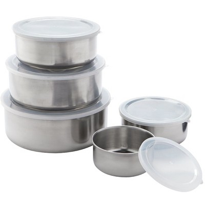 The Lakeside Collection Set of 5 Stainless Steel Mixing Bowls with Lid - Silver