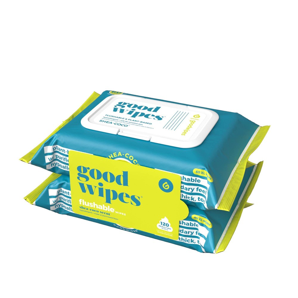 Goodwipes Shea Coco Flushable Wipes - 2pk/60ct ( box damaged)