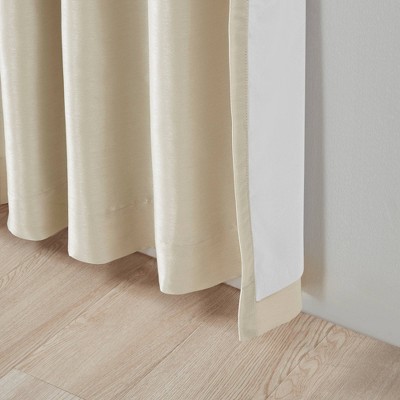 Champagne Faux Silk Blackout Tab Top Curtain Panel