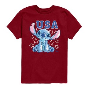 Boys' Disney USA Stitch Stars Short Sleeve Graphic T-Shirt - Garnet - Large - 1 of 3
