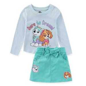 Paw Patrol Nickelodeon Skye And Everest Girls Long Sleeve Shirt And Twill Skirt Set For Toddler And Big Kids - Size 2T - 1 of 4
