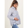 Pinkblush Navy Striped Double Pocket Maternity Button Down Top - 3 of 4