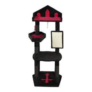 SEVOBAL Gothic Cat Tree with Throne Goth Bed Coffin-Shaped Perch Durable Sisal Scratching Posts Goth Cat Tree for Majestic Rest, Black, 54"*20"*60" - 1 of 4