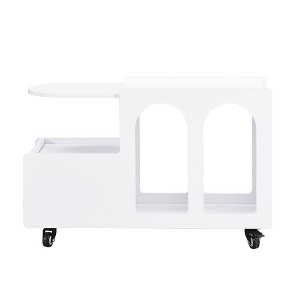 VYNXARIA Mobile End Table , Lockable Wheels - Cream Style Side Table Featuring Storage Drawer, 11.8 Inch with Multi-Layer Storage, Living Room,White - 1 of 4