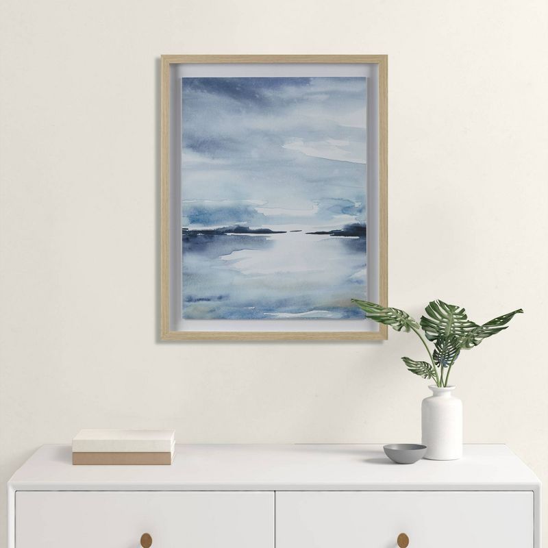 Sparkling Sea Framed Glass and Single Matted Abstract Landscape Coastal Wall Art Blue - Madison Park, 3 of 10