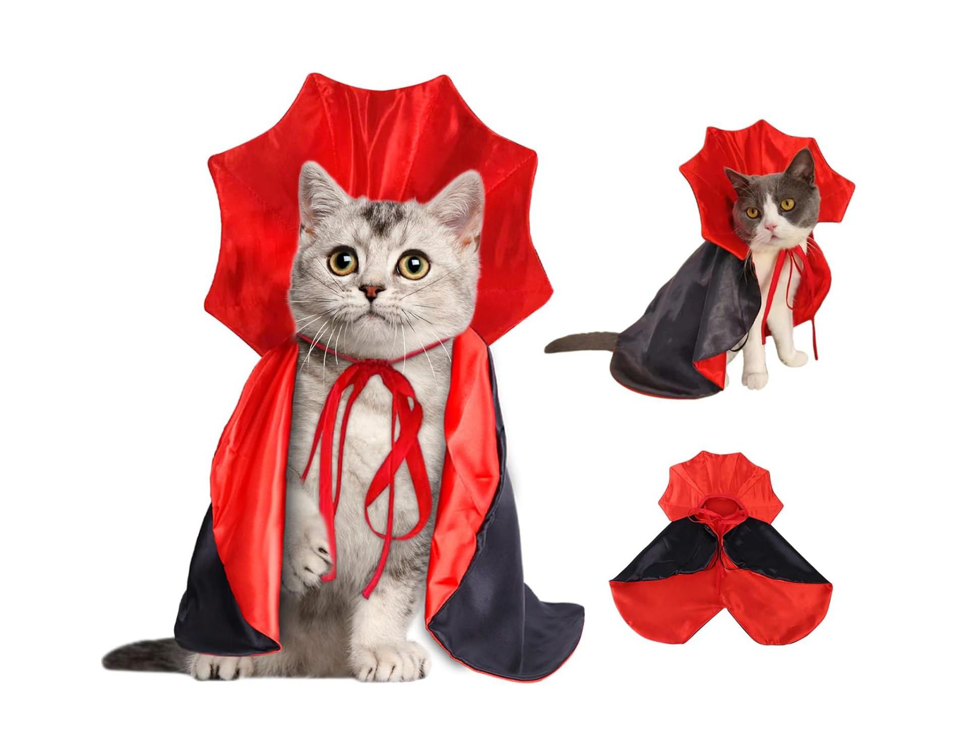 Halloween Pet Cape Costume - Vampire Cloak, Wizard Outfit, Witch Cosplay Apparel, Party Costumes for Small Medium Dogs