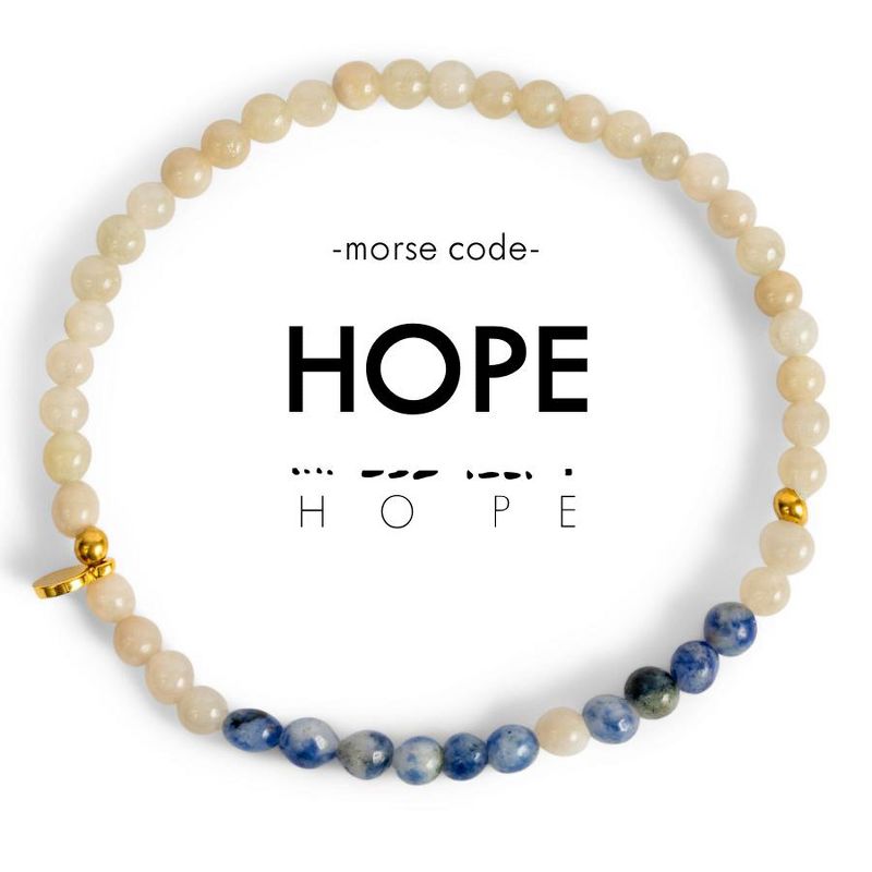 ETHIC GOODS Women's 4mm Gold Morse Code Bracelet [HOPE] - Gold & Turquoise, 3 of 6