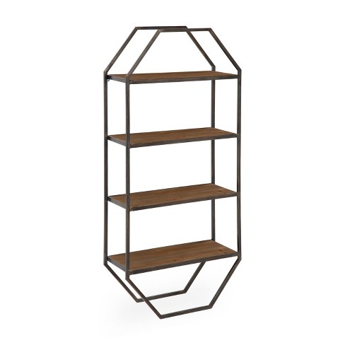 30X30 Metal + Wood Wall 8 Tier Display Shelf