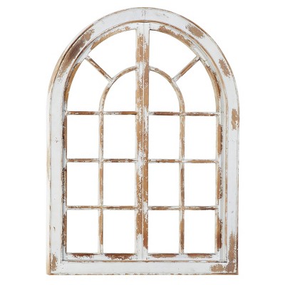 Vintage Wood Abstract Decorative Wall Mirror White - Olivia & May