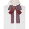 Elerevyo Women Ribbon Brooch Pin Striped Long Tail Bow Ties - 4 of 4