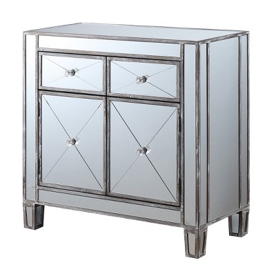 Gold Coast Vineyard 2 Drawer Mirrored Cabinet Weathered Gray - Breighton Home