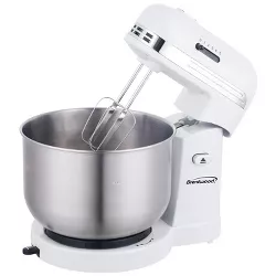 Brentwood SM-1162W 250 Watt 5 Speed 3.5 Quart Kitchen Chef Countertop Baking Stand Mixer with 2 Beaters and Dough Hook Attachment, White