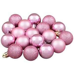 Northlight Shatterproof 3-Finish Christmas Ball Ornaments - Pink - 1.25" (30mm) - 18ct - 1 of 4