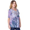 24seven Comfort Apparel Womens Purple Paisley Print Elbow Sleeve V Neck Henley Tunic Top - 2 of 4