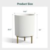 Maggift Planters, Decorative Planter Set with Stand, Simple Design Round Flower Pot for Garden, Patio, White, 14.8" * 14.8" * 20.3" - 2 of 4