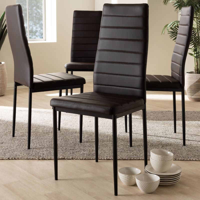Set of 4 Armand Modern and Contemporary Faux Leather Upholstered Dining Chairs - Baxton Studio, 4 of 7