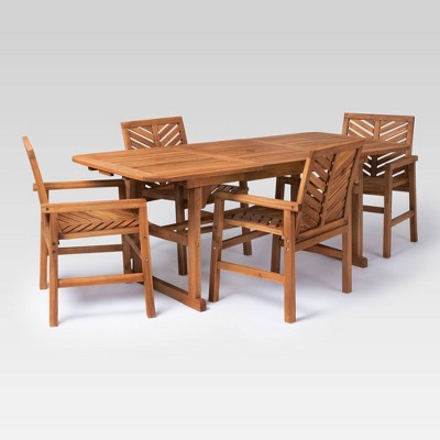 5pc Extendable Outdoor Patio Dining Set Brown - Saracina Home