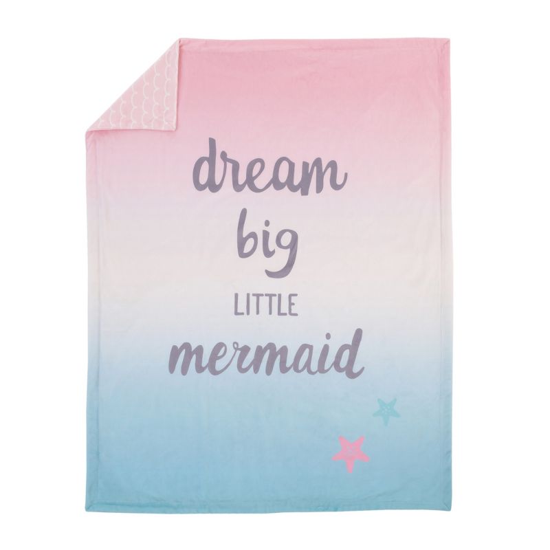NoJo Sugar Reef Mermaid Super Soft Ombre Baby Blanket, Dream Big Little Mermaid, 1 of 4