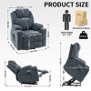 Heavy Duty Power Lift Recliner Chair with Lumbar Heat,8 Point Massage Recliner with Cup Holder,Blue Chenille Recliner for Living Room-Coolbibila - 4 of 4