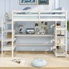 Tangkula Twin Size Loft Bed w/ Desk & Storage Stairs Solid Wood Loft Bed Frame w/Shelves - 4 of 4