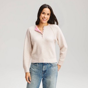Women's Cozy Knit Henley Top - Universal Thread™ Oatmeal L : Target