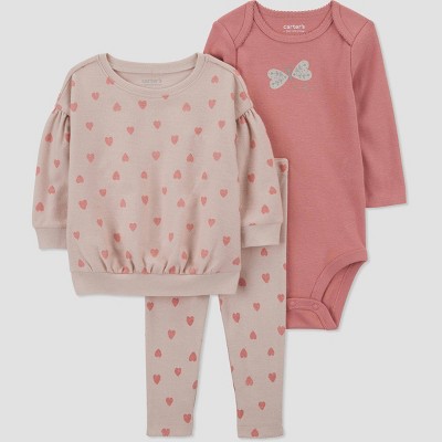 Image of Carter's Just One You® Baby Girls' Hearts Top & Bottom Set - Pink 3M