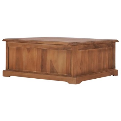 Rustic Charm Solid Teak Wood Coffee Table with Storage