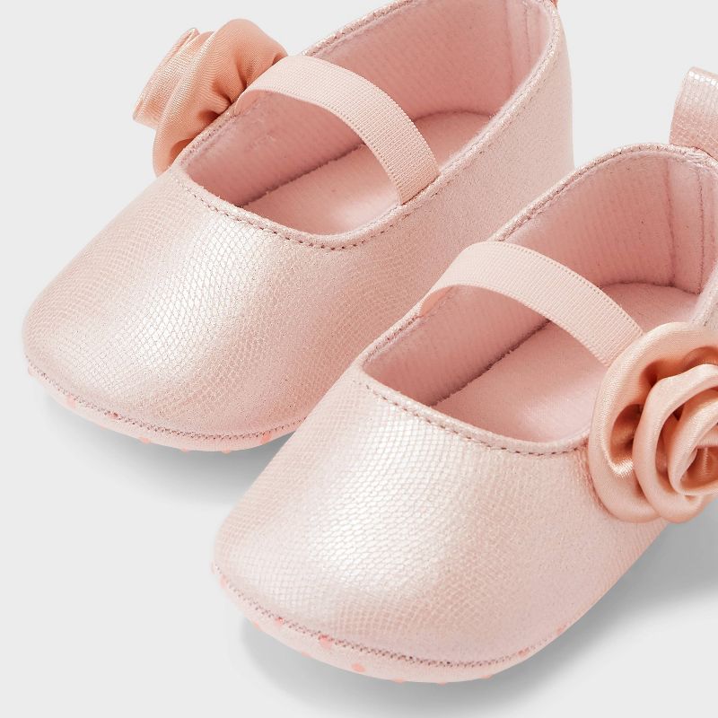 Baby Girls' Rose Ballet Flat Crib Shoes - Cat & Jack™ Pink, 2 of 5