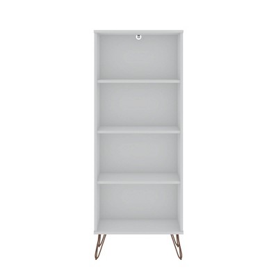 54.33" Rockefeller 4 Shelf Bookcase White - Manhattan Comfort