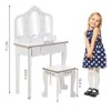 Kids Vanity with 3 Mirrors and Stool, Girls Vanity with Wood Makeup Playset, Princess Vanity Table for Toddlers - 4 of 4
