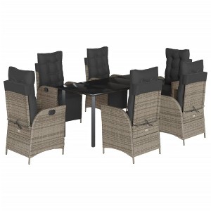 vidaXL Garden Dining Set Grey Poly Rattan 7-Piece Set - 1 of 4
