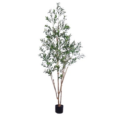 Tall Artificial Olive Tree, Realistic Fake Olive Tree With Adjustable Branches, Faux Potted Olive Tree