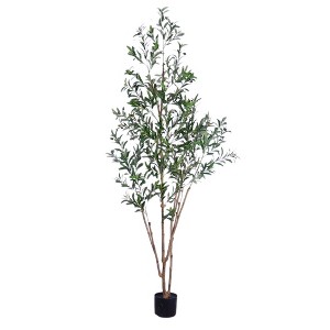 Tall Artificial Olive Tree, Realistic Fake Olive Tree With Adjustable Branches, Faux Potted Olive Tree - 1 of 4