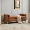 VASIP 66"  Elegant Upholstered Bench, Daybed,Ottoman with 2 Pillows, Natural Wood Legs for End of Bed,Bedroom, Living Room, Entryway,Ivory Boucle - 3 of 4