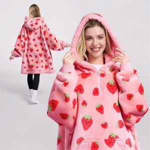 Joyfy Wearable Blanket Hoodie for Kids Adults, Christmas Oversized Flannel Fleece Sweatshirt Blanket, Cozy Blanket Birthday Gift for Family Girls Boys - 1 of 4