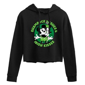 Women's - Disney - Shamrock Wishes Irish Kisses Cropped Graphic Hoodie - 1 of 3