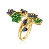 Ross-Simons 1.40 ct. t.w. Sapphire and .60 ct. t.w. Emerald Floral Ring in 18kt Gold Over Sterling Size 7 - 2 of 3