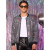 Lars Amadeus Men's Zip Up Long Sleeves Disco Sparkle Sequin Bomber Jacket - image 2 of 4