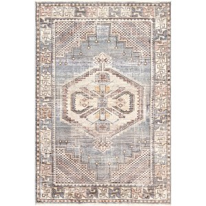 Nuloom Zelie Vintage 4x6 Indoor Area Rug for Living Room Bedroom Dining Room Kitchen, Blue/Ivory - 1 of 4
