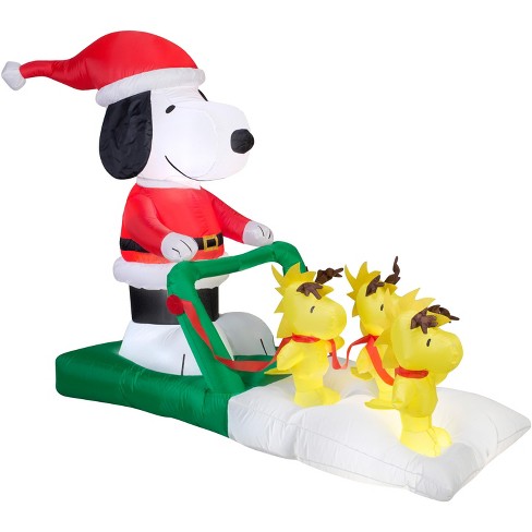 Gemmy Christmas Airblown Inflatable Snoopy Sled Scene Peanuts 4 5 Ft Tall Multicolored Target