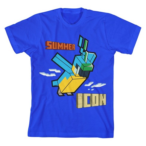 Minecraft Parrot with Summer Icon 3D Text Youth Boy's Royal Blue T-Shirt - image 1 of 3