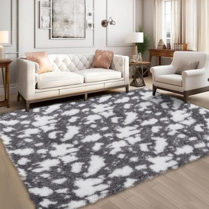 GustoWave Indoor Modern Abstract Rug for Hallways Living Room Patio Decor, Dark Grey - 1 of 4