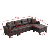 CAVINAS 96 Inch Sectional Sofa for Living Room with L Shape Chaise Lounge,4 Seats,Convertible Modular Couch with Cup Holder,2 Pillows,Dark Brown - 3 of 4