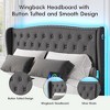 LED Bed Frame, Upholstered Platform Bed Frame with Wingback Headboard - 4 of 4