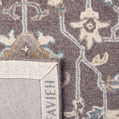 Blossom Dark Gray and Light Brown Floral Wool Area Rug, 6' x 9'